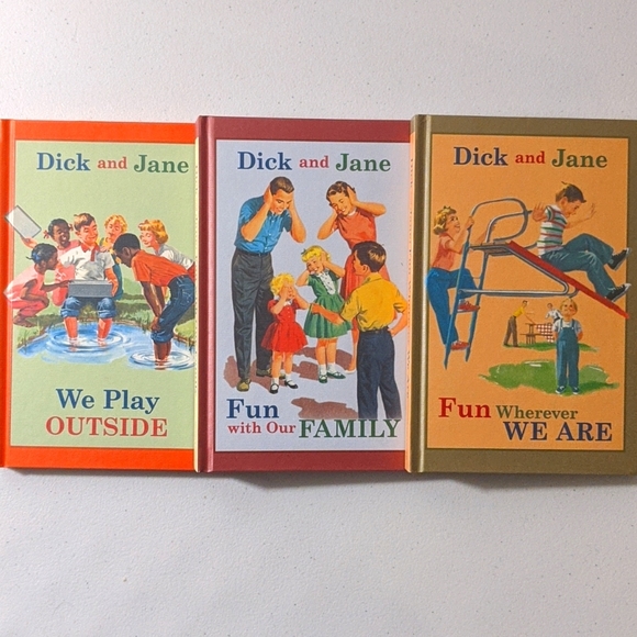 Dick and Jane 3 vintage style hard cover books